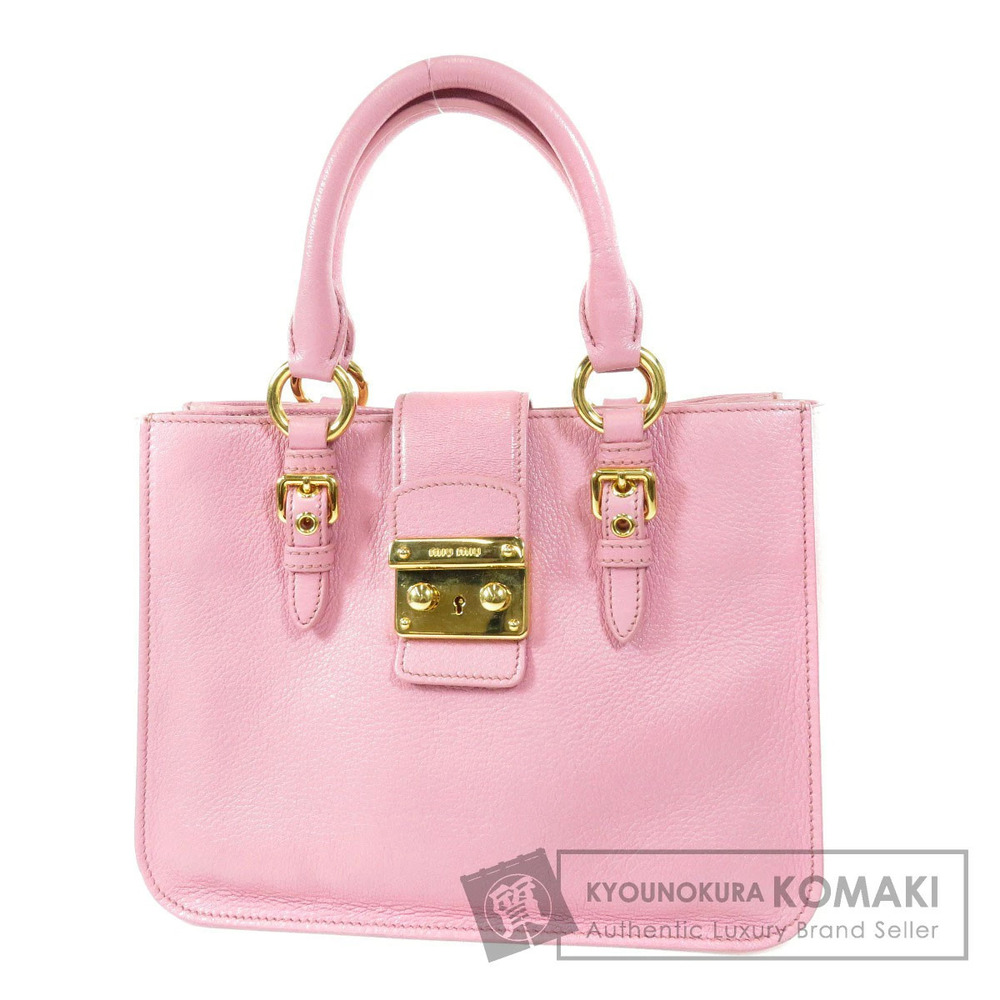 Miu Miu Logo Motif Tote Bag Leather
